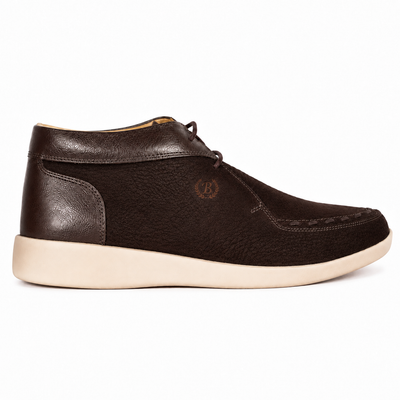 Johnny Famous Soho Men's Cafe Brown Elephant-Embossed Leather High-Top Sneakers | Retro Bally-Inspired