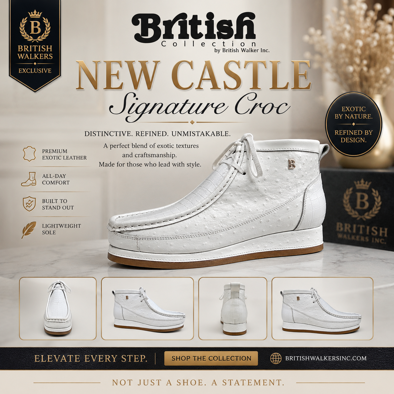 British Collection New Castle Signature Dual Exotic Leather Men’s Chukka Boot