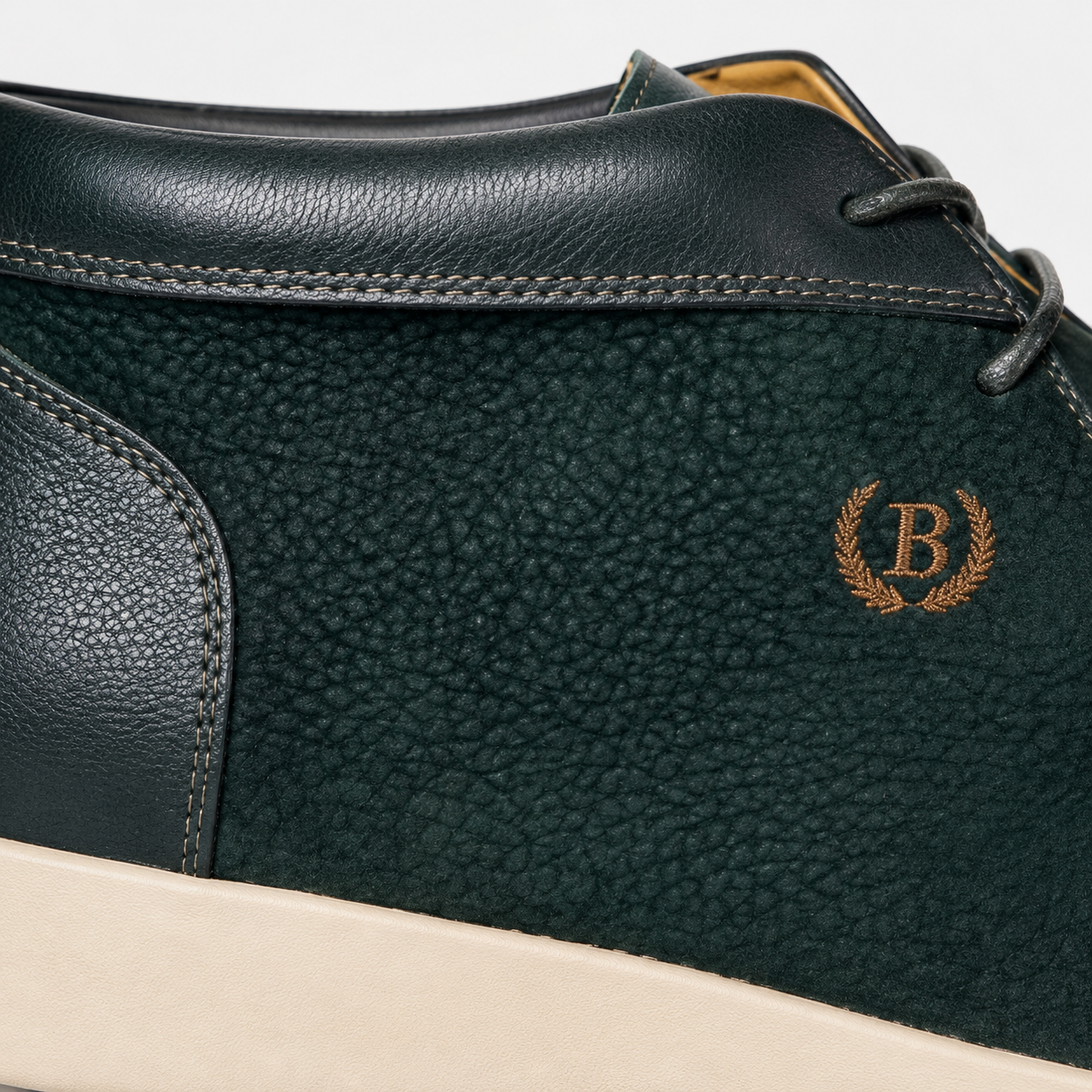 Johnny Famous Bally Style Soho Men’s Emerald Green Elephant Leather High Tops