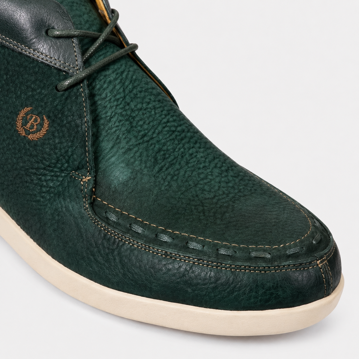 Johnny Famous Bally Style Soho Men’s Emerald Green Elephant Leather High Tops