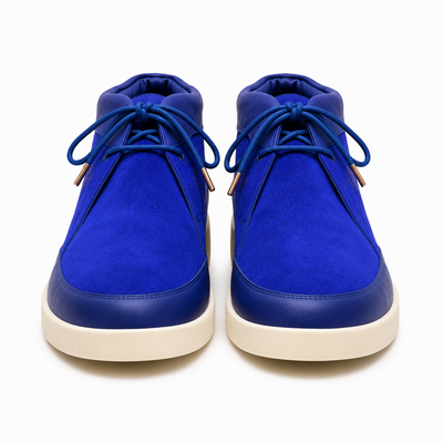 Johnny Famous Central Park Men's Deep Navy Nappa Leather & Suede High-Top Sneakers | Retro Bally-Inspired
