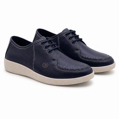 Johnny Famous Delancey Men's Deep Navy Nappa Leather Low-Top Sneakers | Retro Bally-Inspired