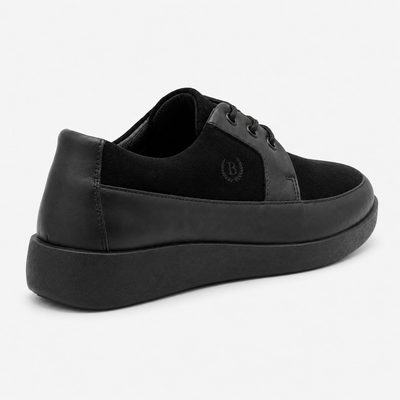 Johnny Famous Park West Men's All-Black Nappa Leather & Textured Suede Low-Top Sneakers | Retro Bally-Inspired