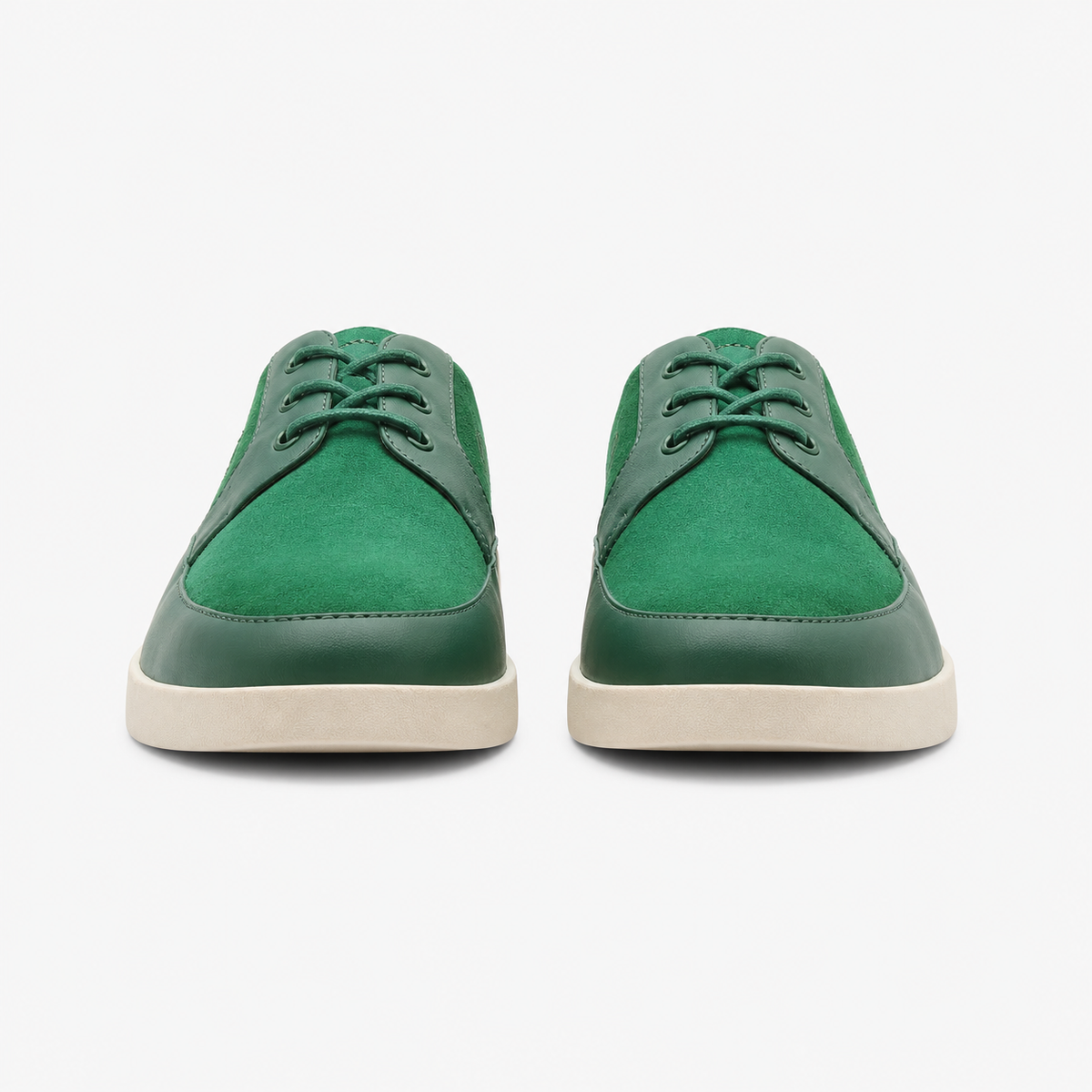 Johnny Famous Park West Men's Rich Green Leather and Suede Low-Top Sneakers | Retro Bally-Inspired – Detail Close-Up
