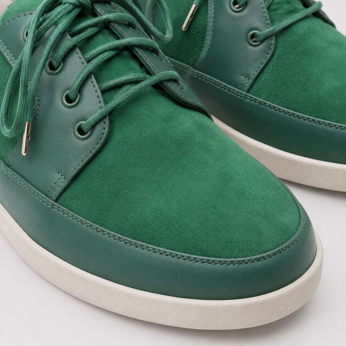 Johnny Famous Park West Men's Rich Green Leather and Suede Low-Top Sneakers | Retro Bally-Inspired – Top View