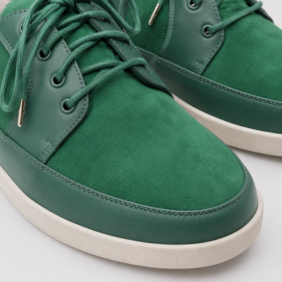 Johnny Famous Park West Men's Rich Green Leather & Suede Low-Top Sneakers | Retro Bally-Inspired