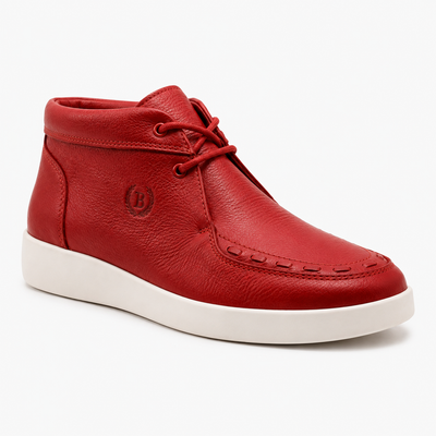 Johnny Famous Soho Men's Red Nappa Leather High-Top Sneakers | Retro Bally-Inspired