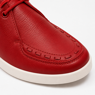 Johnny Famous Soho Men's Red Nappa Leather High-Top Sneakers | Retro Bally-Inspired