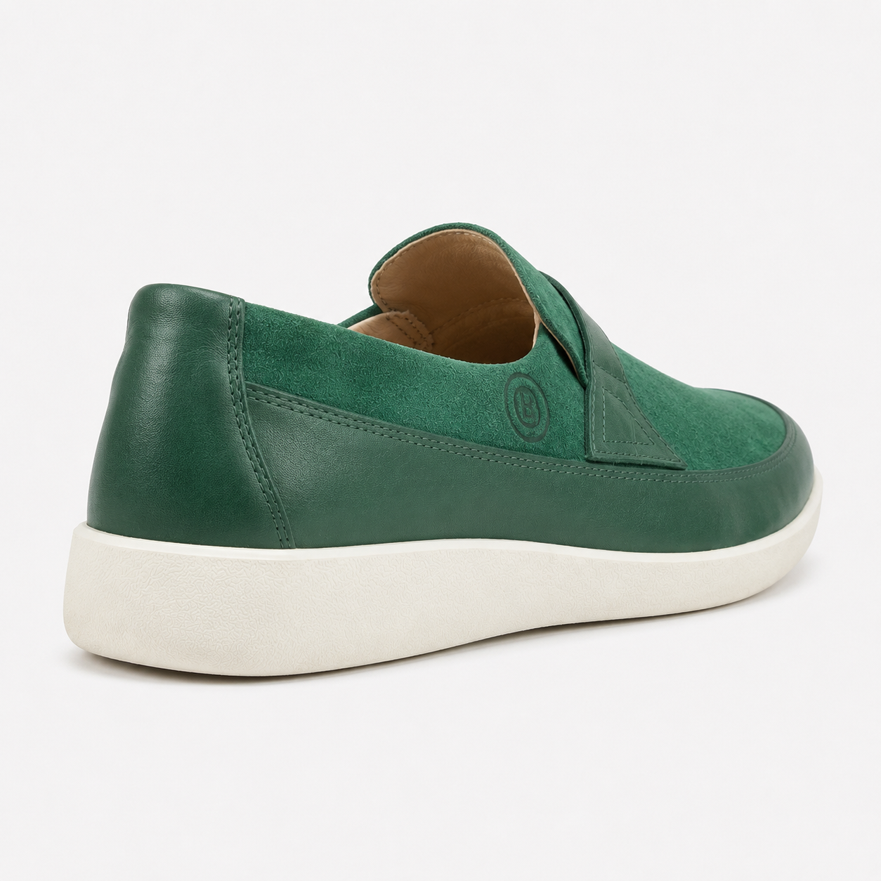 Johnny Famous Tribeca Men's Deep Green Leather & Suede Slip-On Sneakers | Retro Bally-Inspired