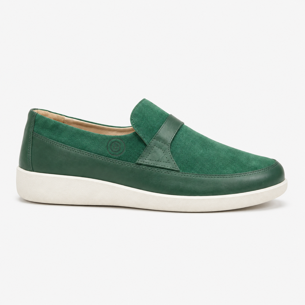 Johnny Famous Tribeca Men's Deep Green Leather & Suede Slip-On Sneakers | Retro Bally-Inspired