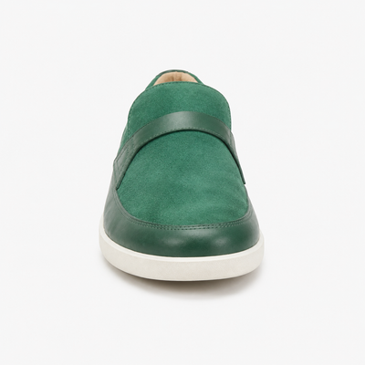 Johnny Famous Tribeca Men's Deep Green Leather & Suede Slip-On Sneakers | Retro Bally-Inspired