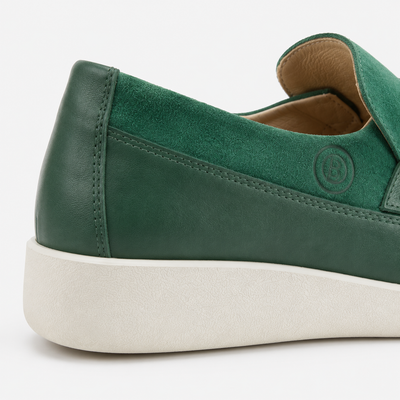 Johnny Famous Tribeca Men's Deep Green Leather & Suede Slip-On Sneakers | Retro Bally-Inspired