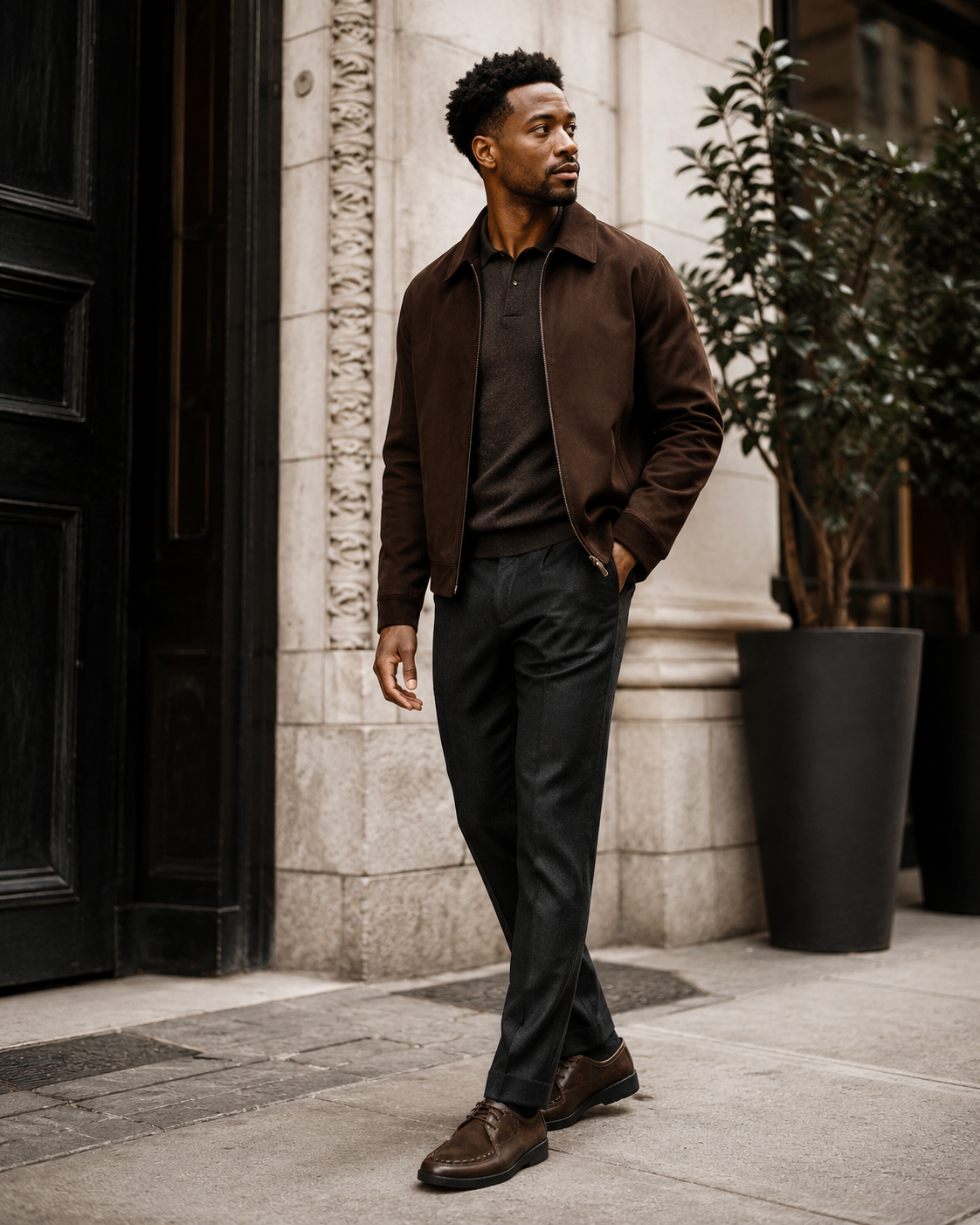 Johnny Famous Delancey Men's Cafe Brown Leather & Suede Low-Top Sneakers | Retro Bally-Inspired – Side Profile