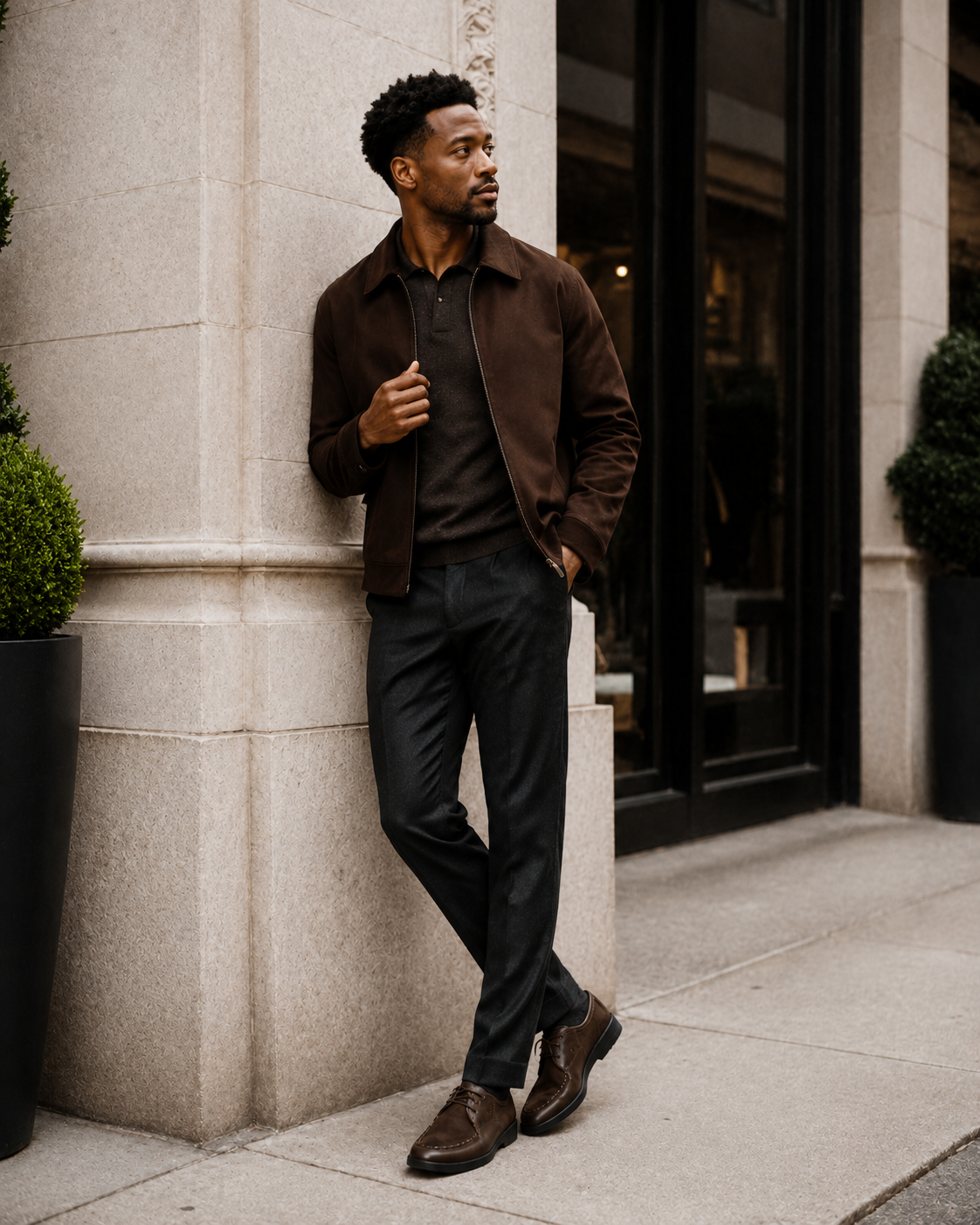 Johnny Famous Delancey Men's Cafe Brown Leather & Suede Low-Top Sneakers | Retro Bally-Inspired – Detail Close-Up