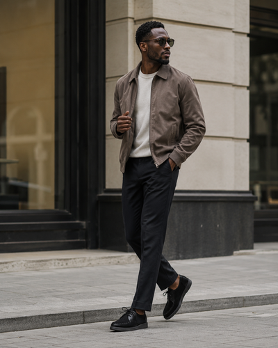 Johnny Famous Delancey Men's Black Leather & Suede Low-Top Sneakers | Retro Bally-Inspired – Front View