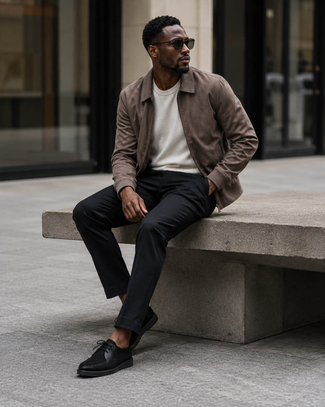 Johnny Famous Delancey Men's Black Leather & Suede Low-Top Sneakers | Retro Bally-Inspired – Side Profile