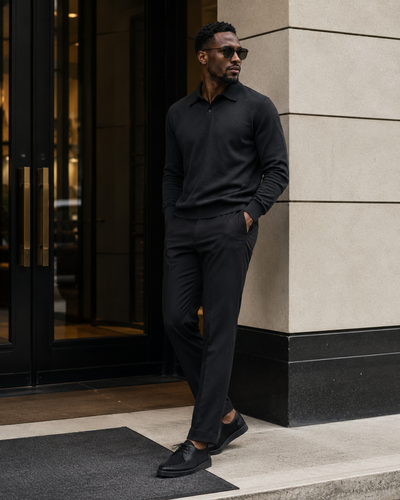 Johnny Famous Delancey Men's Black Leather & Suede Low-Top Sneakers | Retro Bally-Inspired – Sole and Construction Detail