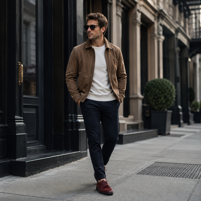 Johnny Famous Park West Men's Deep Burgundy Leather & Suede Low-Top Sneakers | Retro Bally-Inspired