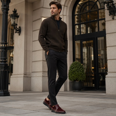 Johnny Famous Park West Men's Deep Burgundy Leather & Suede Low-Top Sneakers | Retro Bally-Inspired