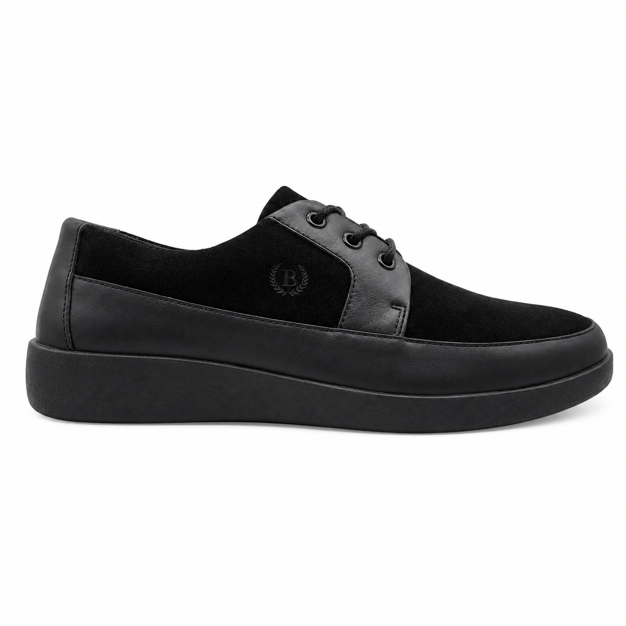 Johnny Famous Bally Style Park West Men's Black Leather and Suede Low Top Sneakers