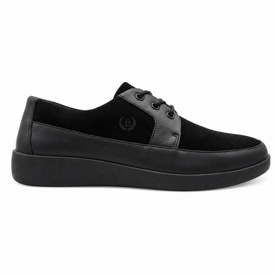 Johnny Famous Bally Style Park West Men's Black Leather and Suede Low Top Sneakers