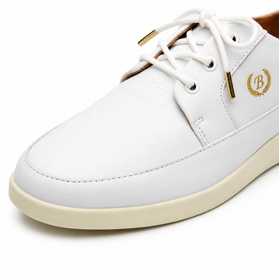 Johnny Famous Bally Style Park West Men's White Nappa Leather Low Top Sneakers