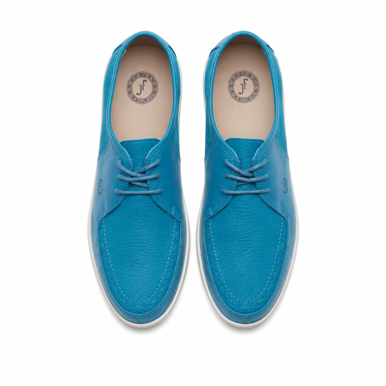 Johnny Famous Bally Style Delancey Men's Turquoise Blue Leather Low Top Sneakers