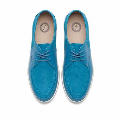 Johnny Famous Bally Style Delancey Men's Turquoise Blue Leather Low Top Sneakers