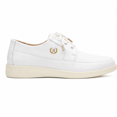 Johnny Famous Bally Style Park West Men's White Nappa Leather Low Top Sneakers