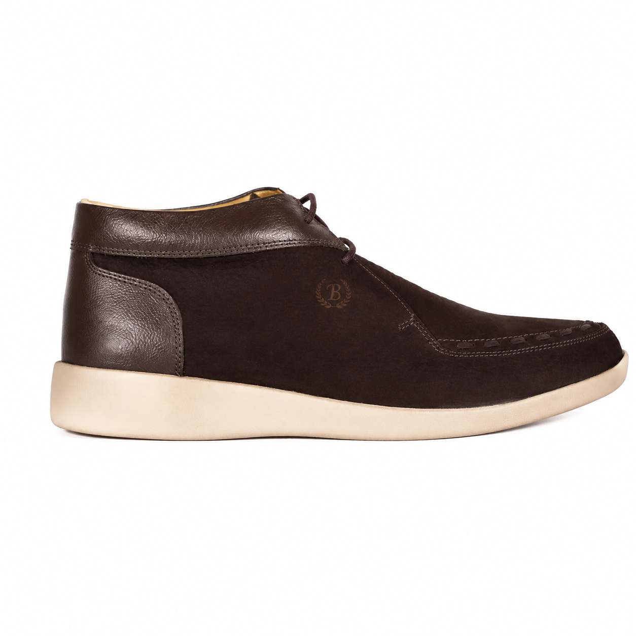 Johnny Famous Bally Style Soho Men’s Cafe Brown Elephant Leather High Top Sneakers