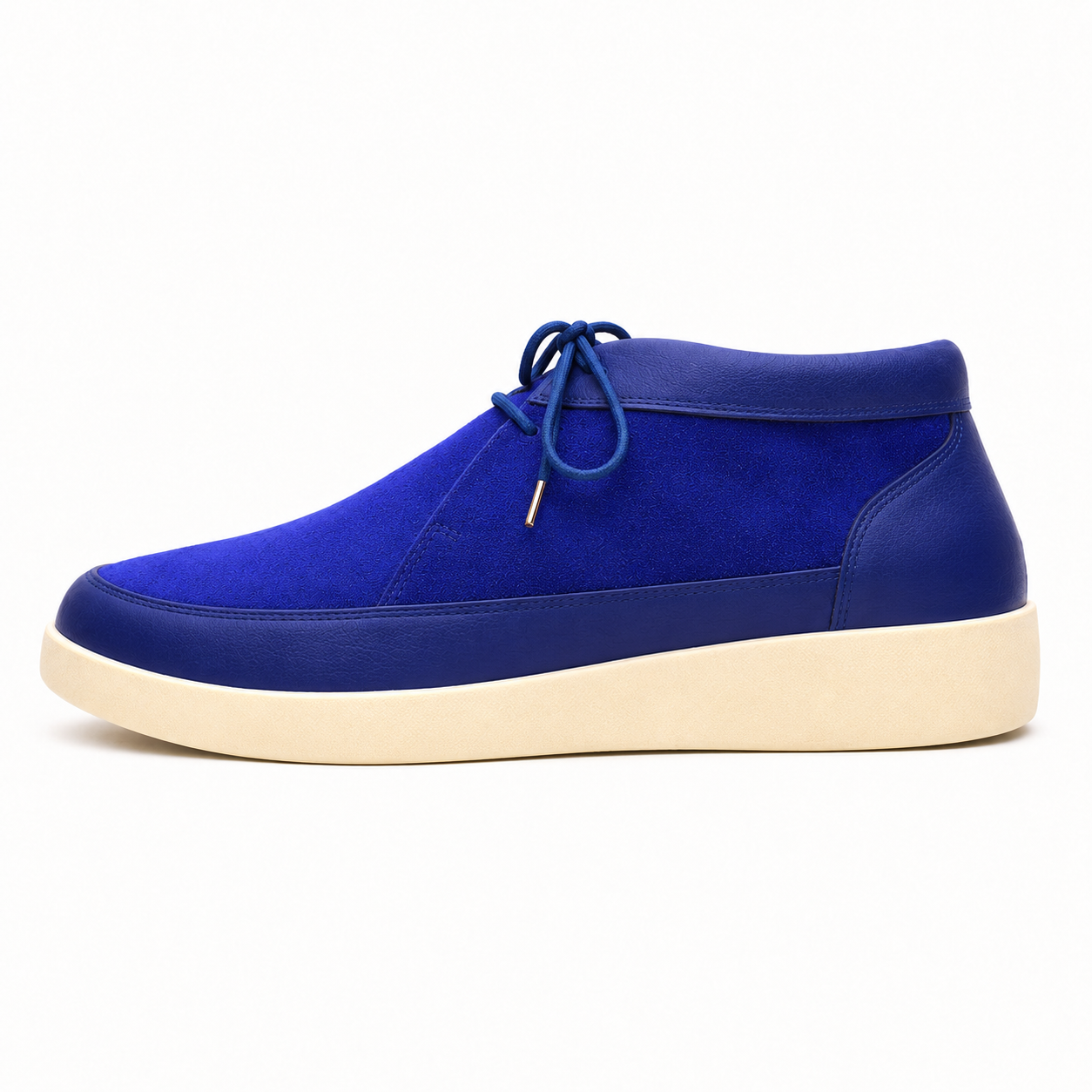 Johnny Famous Bally Style Central Park Men's Navy Blue Nappa Leather and Suede High Top Sneakers