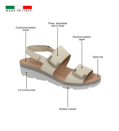 Chrisa Women’s Triple-Strap Leather Sandal