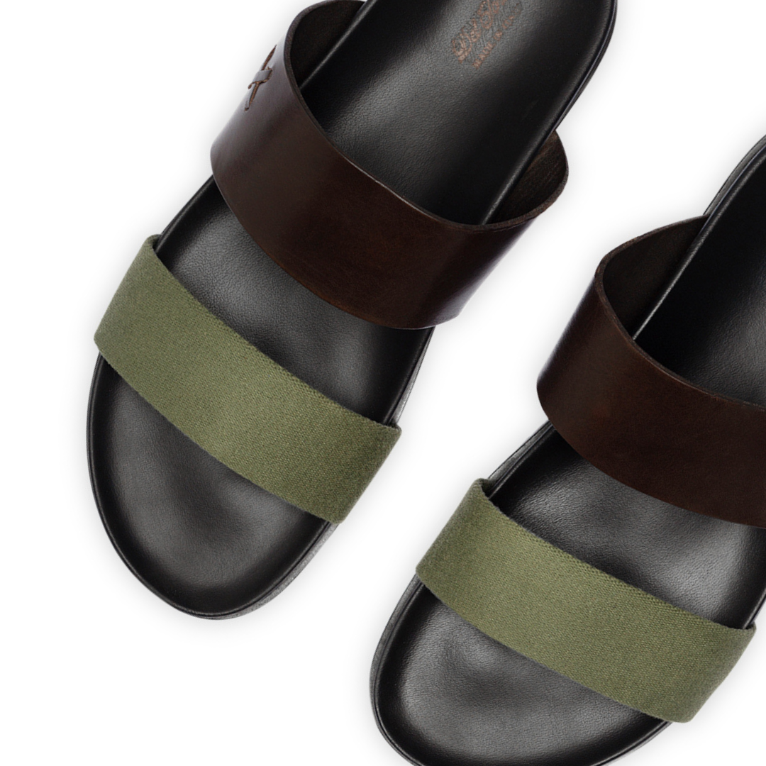 Del Toro Shoes Men's Brown & Green Cinturini Sandal