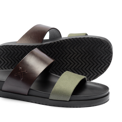 Del Toro Shoes Men's Brown & Green Cinturini Sandal