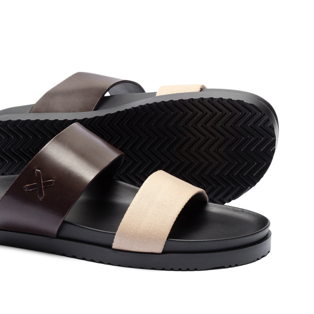Del Toro Shoes Men's Brown & Tan Cinturini Sandal