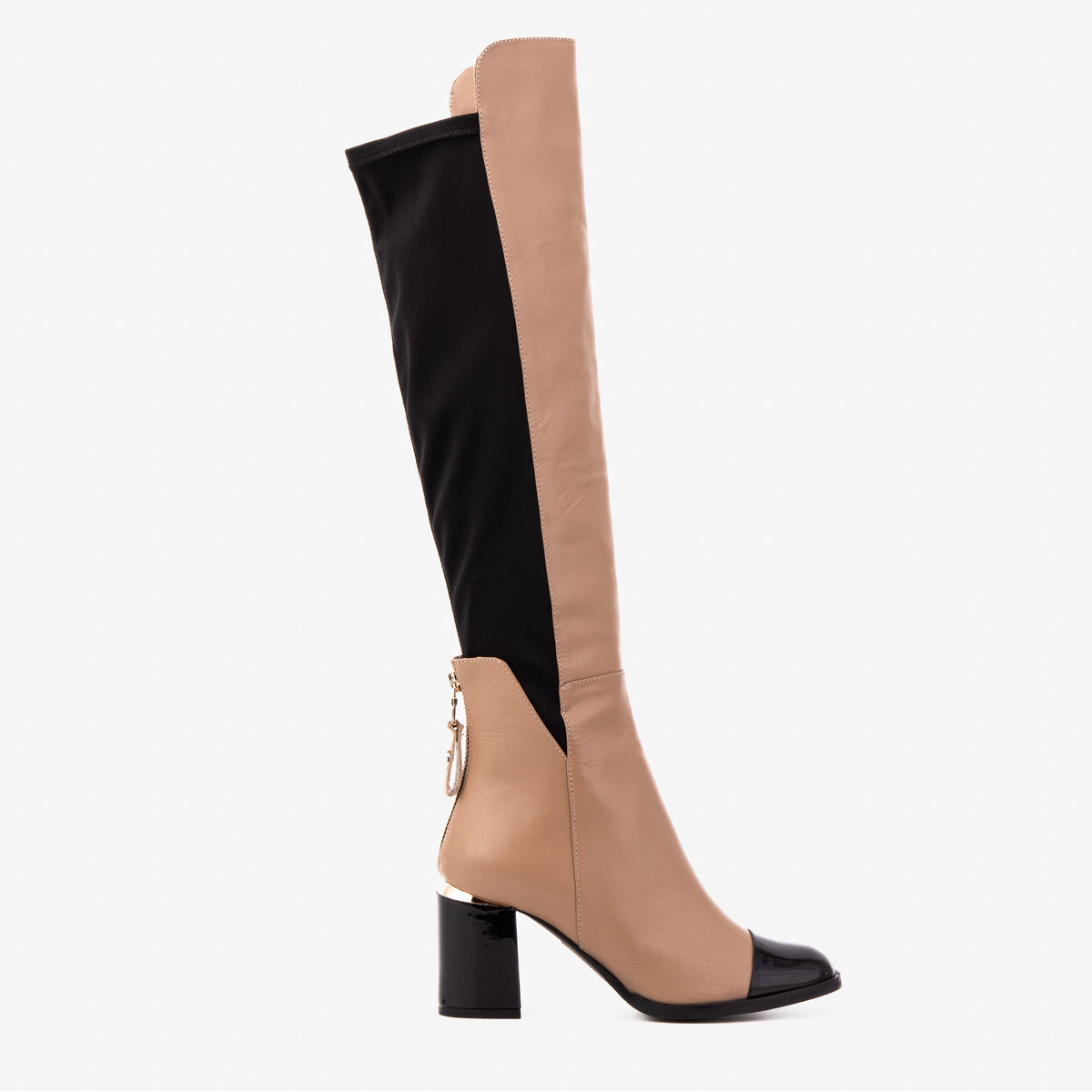 Vinci Leather The Verona Cream Leather Knee High Women Boot – product view 1