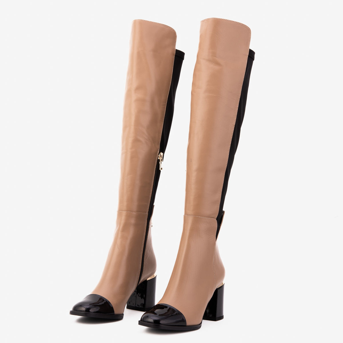 Vinci Leather The Verona Cream Leather Knee High Women Boot – product view 2