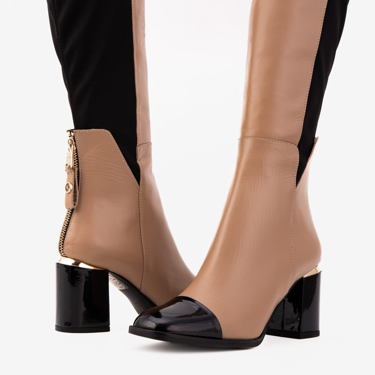 Vinci Leather The Verona Cream Leather Knee High Women Boot – product view 3