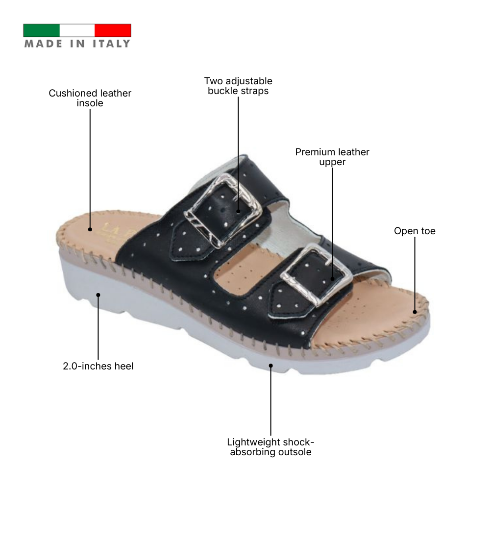 Clara Women’s Double-Buckle Leather Sandal