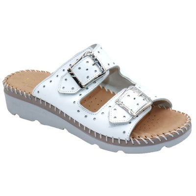 Clara Women’s Double-Buckle Leather Sandal