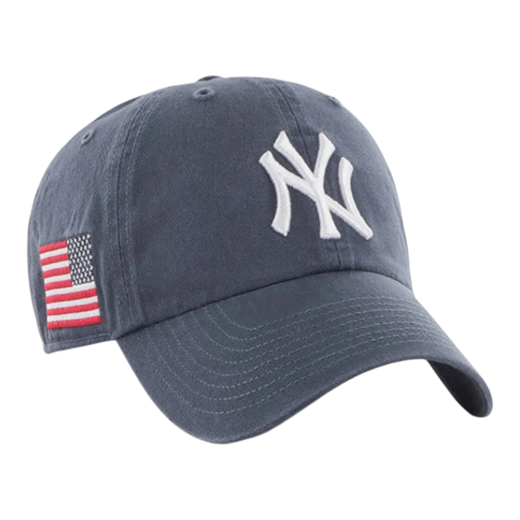47 Brand Clean Up New York Yankees Heritage USA Flag Strapback Hat — Navy Adjustable Cap