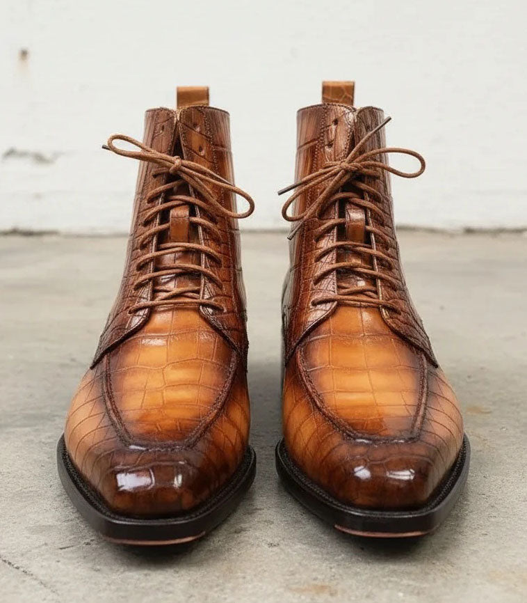 Maurice Combat Custom Made Alligator Boot - Cognac – product view 1