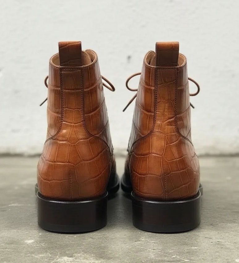 Maurice Combat Custom Made Alligator Boot - Cognac – product view 4