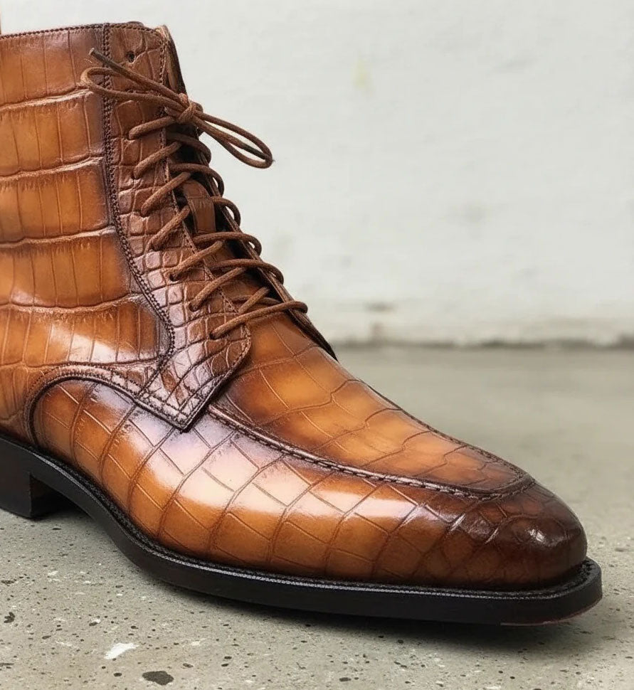 Maurice Combat Custom Made Alligator Boot - Cognac – product view 3