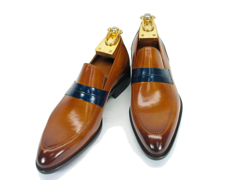 Mens Penny Loafer in Contrast Strap Carrucci Shoes Men's