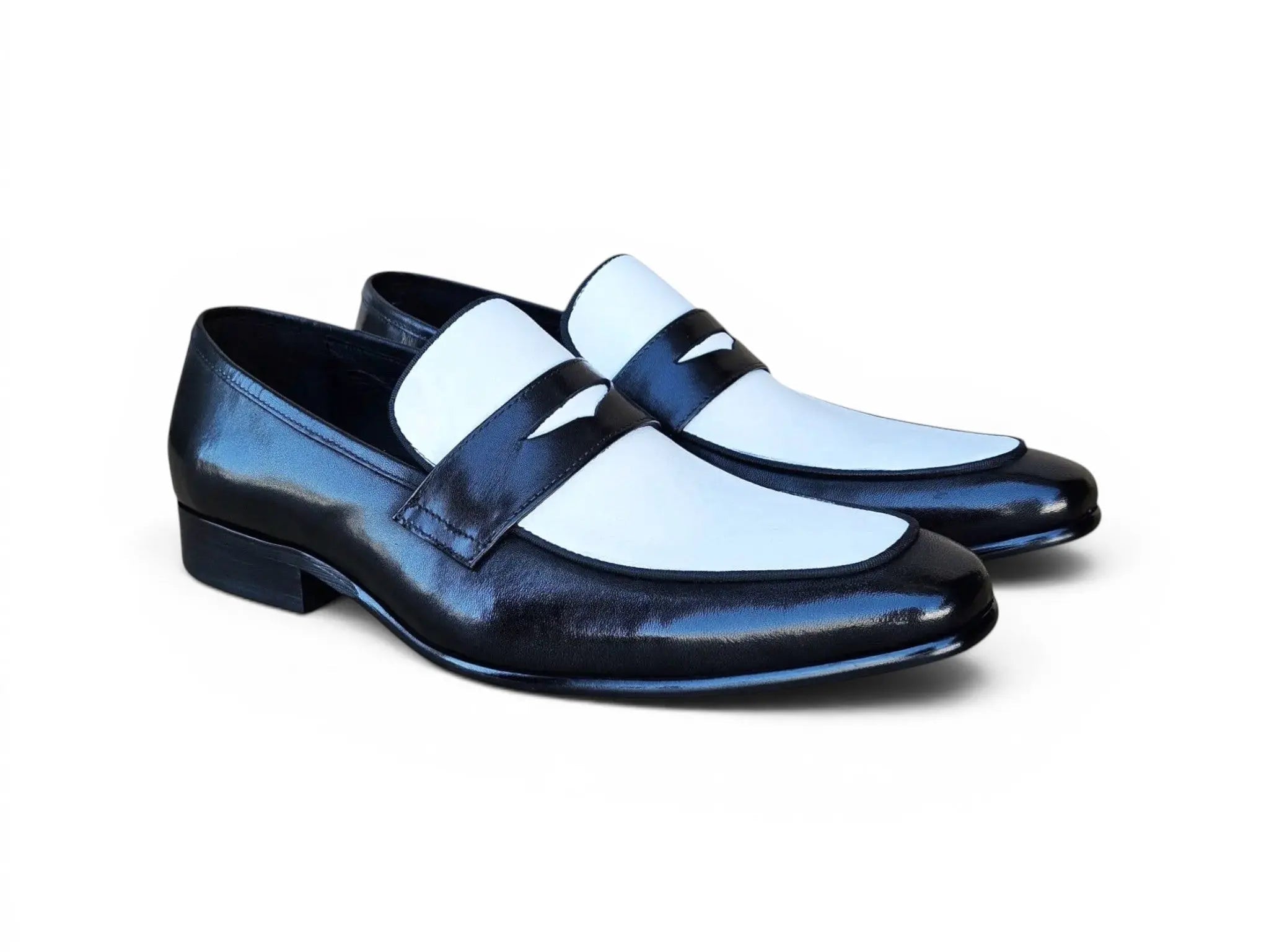 Carrucci Shoes Men's Two Tone Penny Loafer Calfskin KS2240 12T