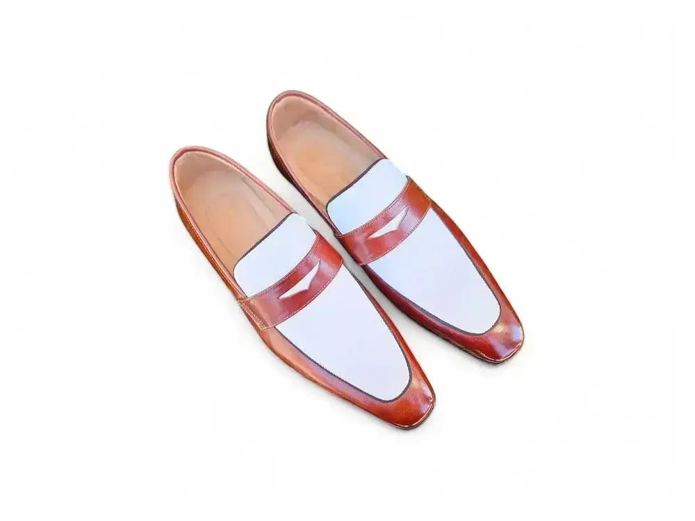 Carrucci Shoes Men's Two Tone Penny Loafer Calfskin KS2240 12T