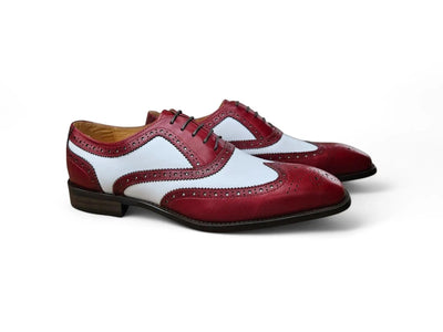 Carrucci Shoes Wingtip Oxford Leather Hand Burnished Two Tone KS509 25T front view