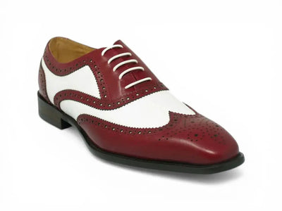 Carrucci Shoes Wingtip Oxford Leather Hand Burnished Two Tone KS509 25T side view