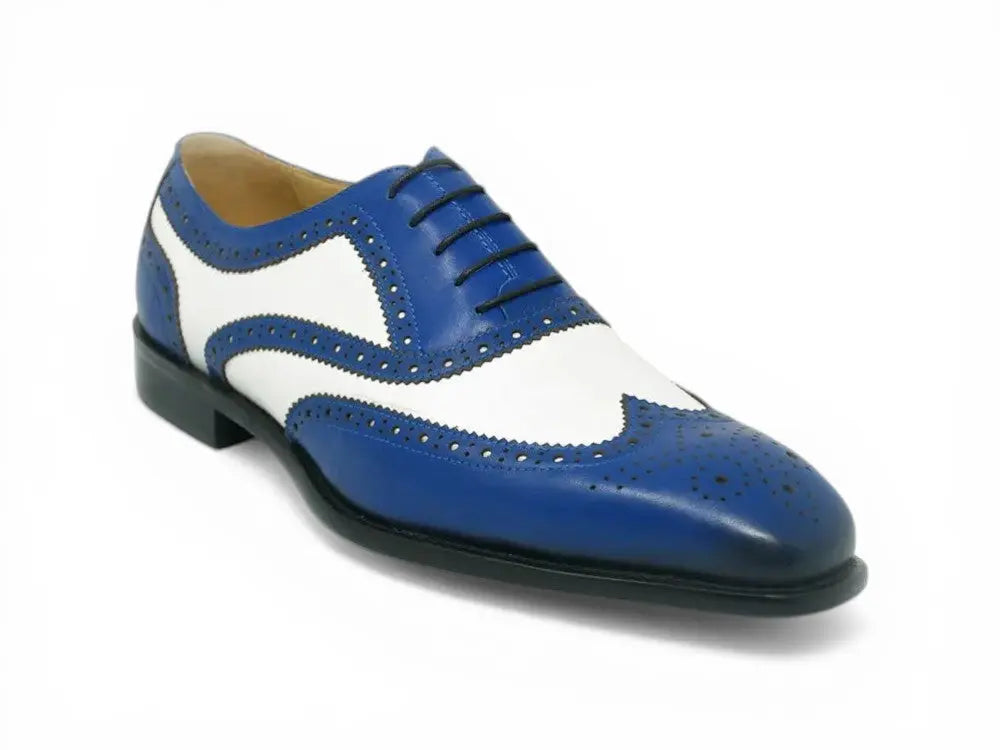 Carrucci Shoes Wingtip Oxford Leather Hand Burnished Two Tone KS509 25T back view